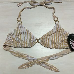 Beach Bunny Lavender & Gold Bikini Top Size Medium